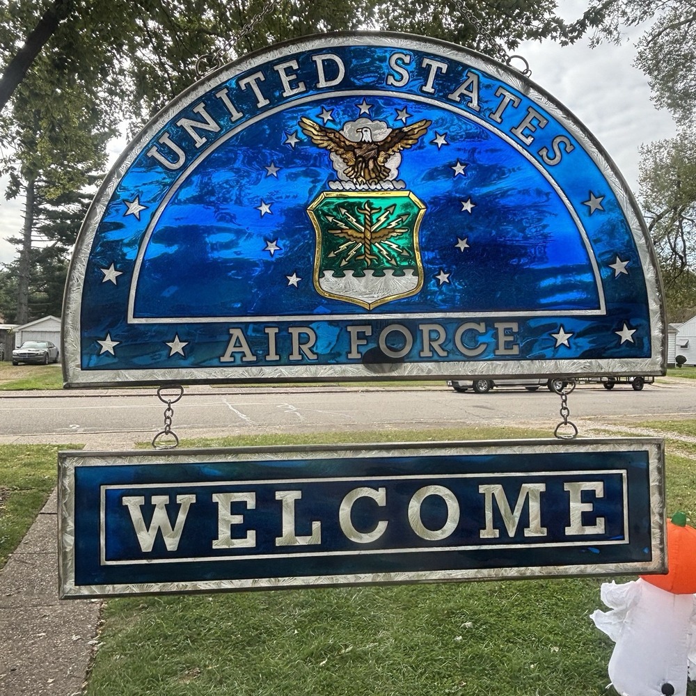 United States Air Force Military Logo Painted Glass AMIA Hanging Sun Catcher